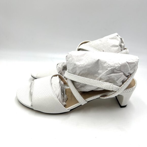 Walking‎ Cradles Size 7 Snakeskin Embossed White Leather Heels Sandals Shoes - Picture 6 of 14